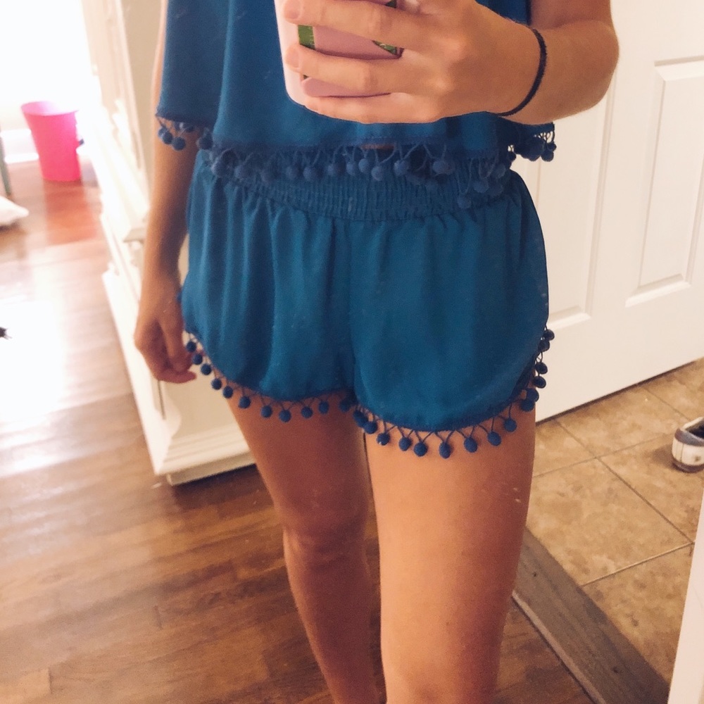 Show Me Your MuMu Blue Pom Pom Shorts